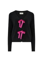 Sugarhill Boutique Phily Bow Cardigan (Black/Pink) AW25